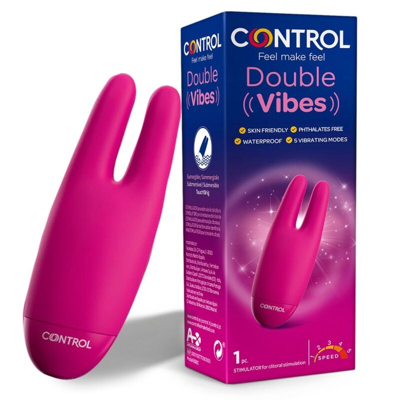 CONTROL TOYS Double Vibes, mini vibromasseur à deux têtes vibrantes
