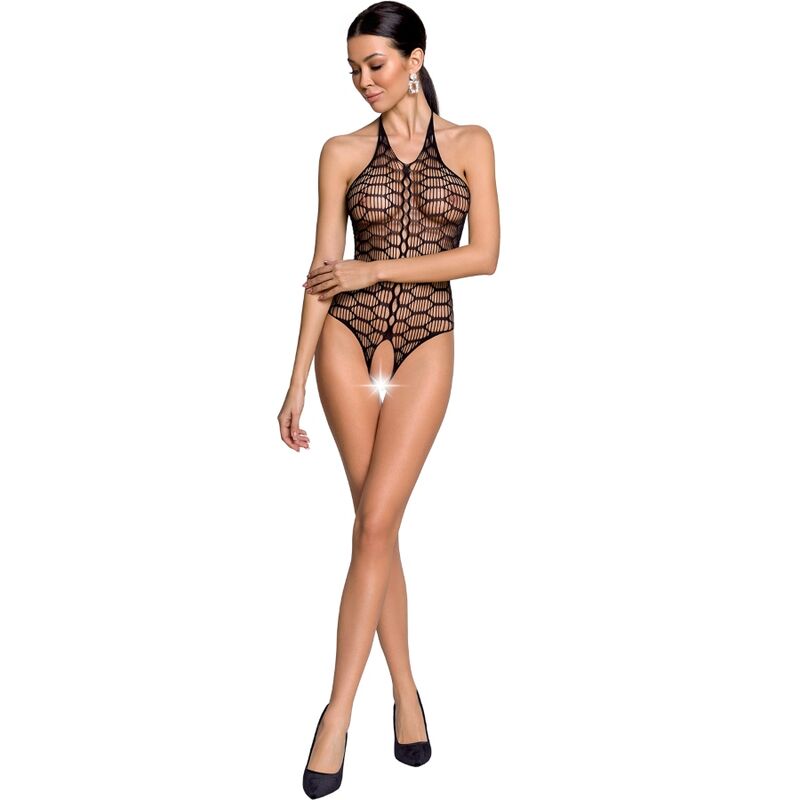 PASSION WOMAN BS087 body résille noir avec ouverture à l’entrejambe