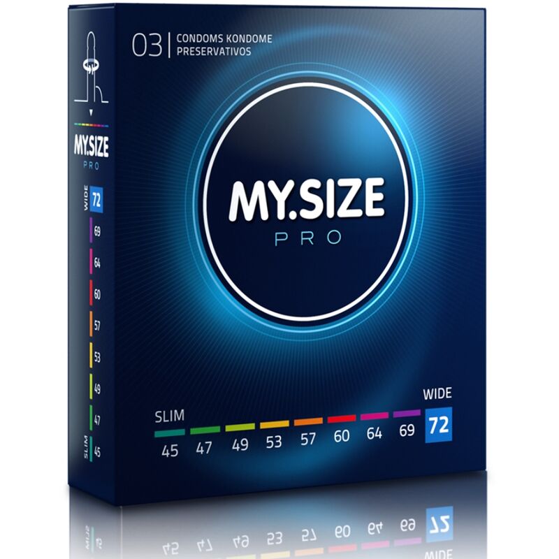 Préservatifs MY SIZE PRO grand diamètre 72 mm, boîte de 3