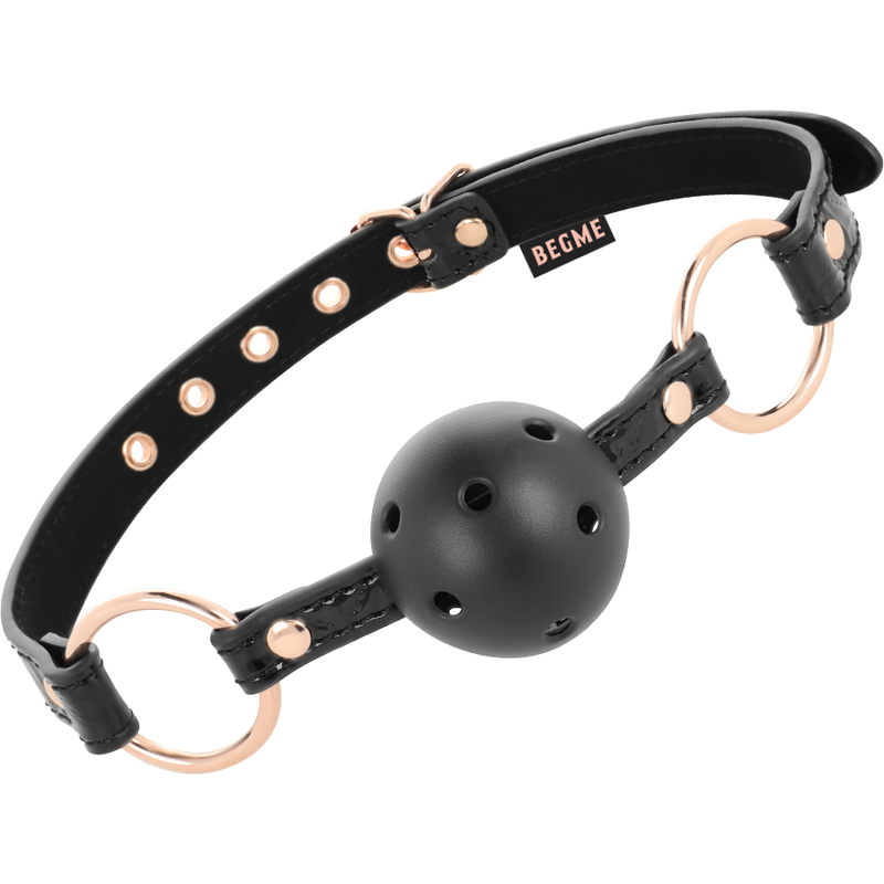 Bâillon boule BEGME Black Edition en cuir vegan