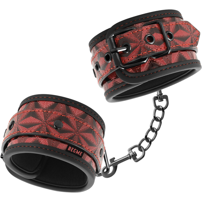 Menottes BEGME Red Edition en cuir vegan avec doublure en néoprène