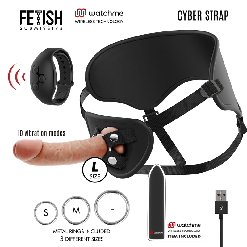 FETISH SUBMISSIVE Cyber Strap Strap On Set avec vibromasseur bullet