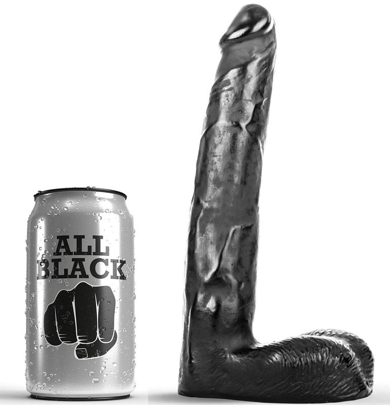 Godemichet réaliste ALL BLACK avec texture, 21 cm