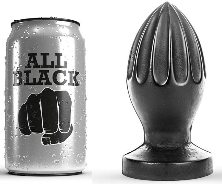 Plug anal ALL BLACK à rainures profondes, 12 cm