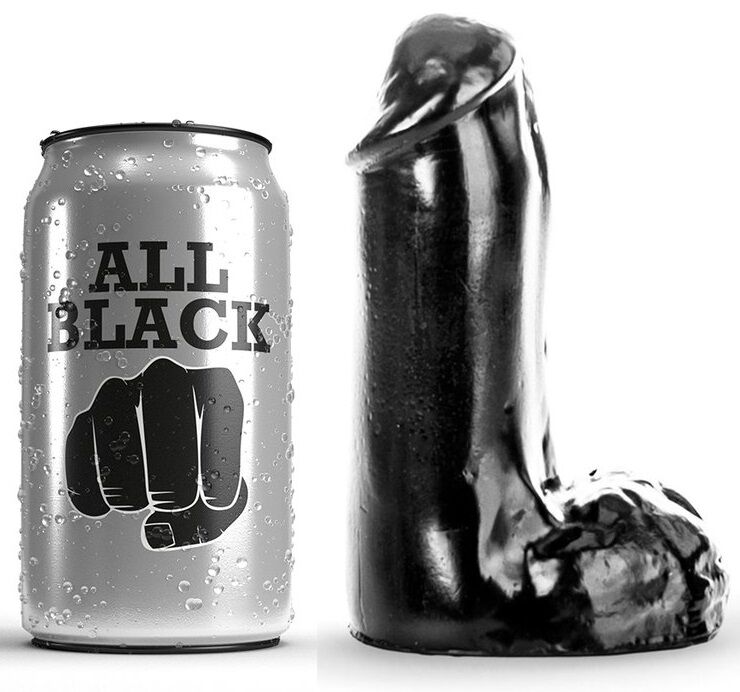 Dildo réaliste ALL BLACK, 13 cm