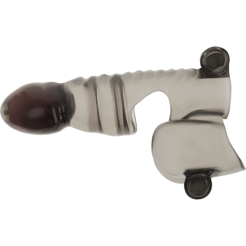 Gaine pénienne OHMAMA pour pénis et testicules avec 3 billes vibrantes