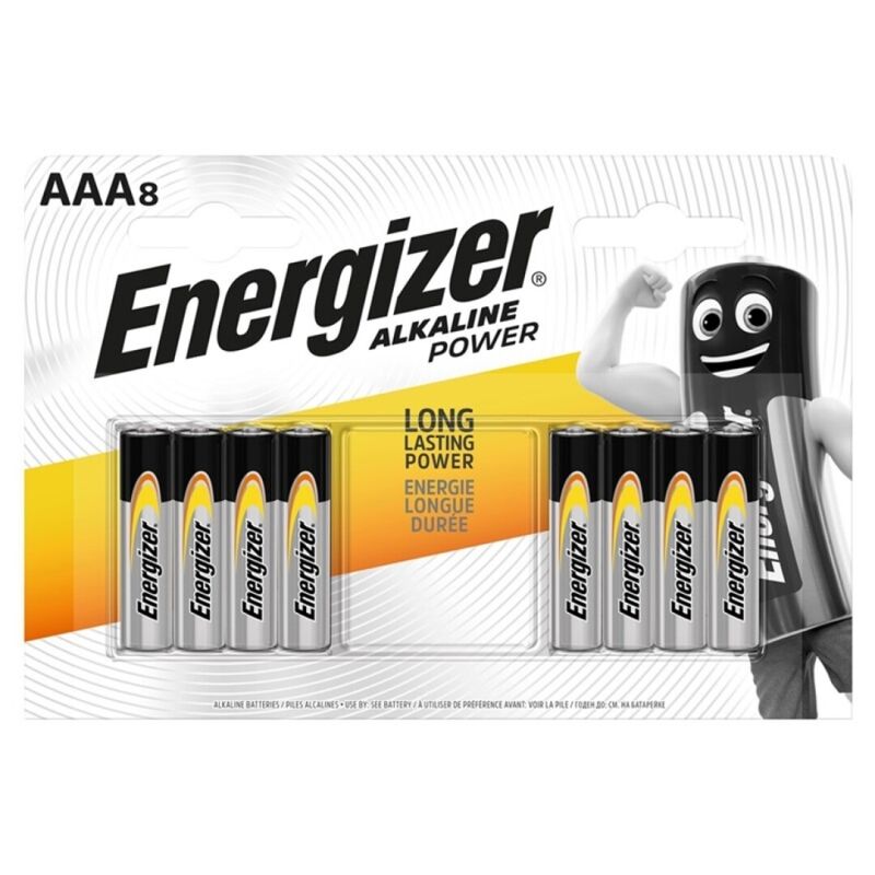 Piles alcalines AAA ENERGIZER, lot de 8, longue durée pour le quotidien et tes appareils