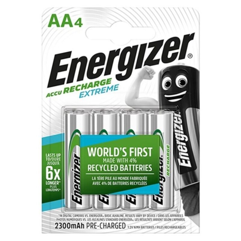 Piles rechargeables AA NiMH 2300 mAh haute capacité, lot de 4 ENERGIZER