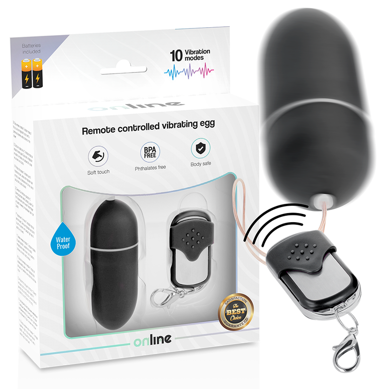Œuf vibrant ONLINE avec télécommande, noir