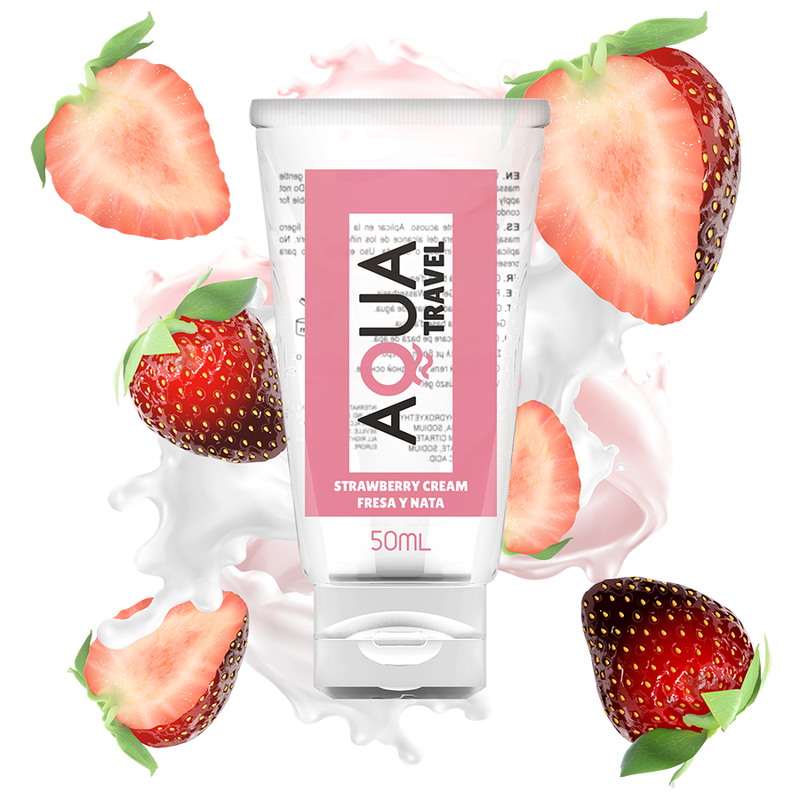Lubrifiant AQUA TRAVEL goût crème à la fraise, 50 ml
