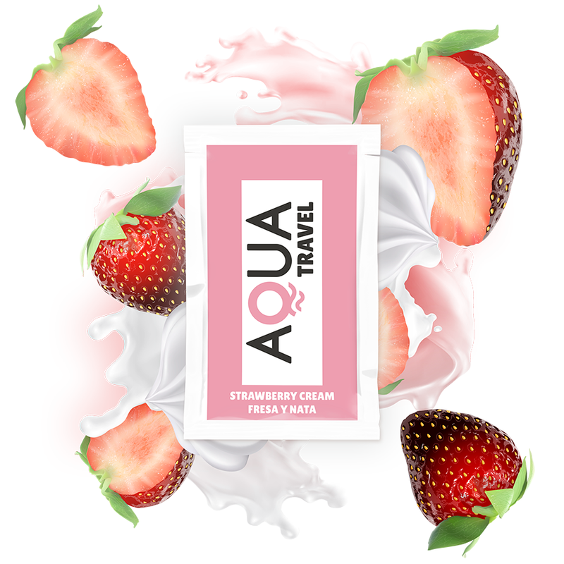 Gel lubrifiant AQUA TRAVEL goût fraise à la crème, 6 ml