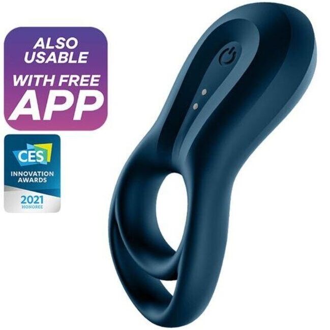 Satisfyer Epic Duo, anneau pénien vibrant avec appli, bleu