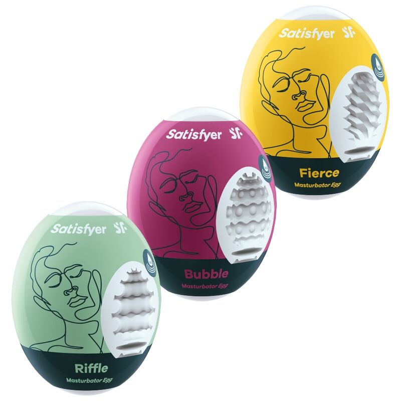 Satisfyer Eggs Riffle, Bubble & Fierce, lot de 3 œufs masturbateurs