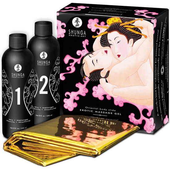 Coffret de massage Shunga au parfum fraise champagne