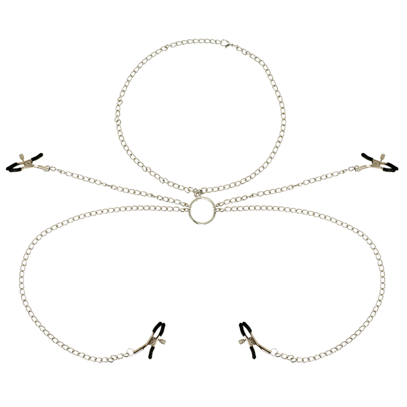 Pinces à tétons OHMAMA FETISH avec collier chaîne