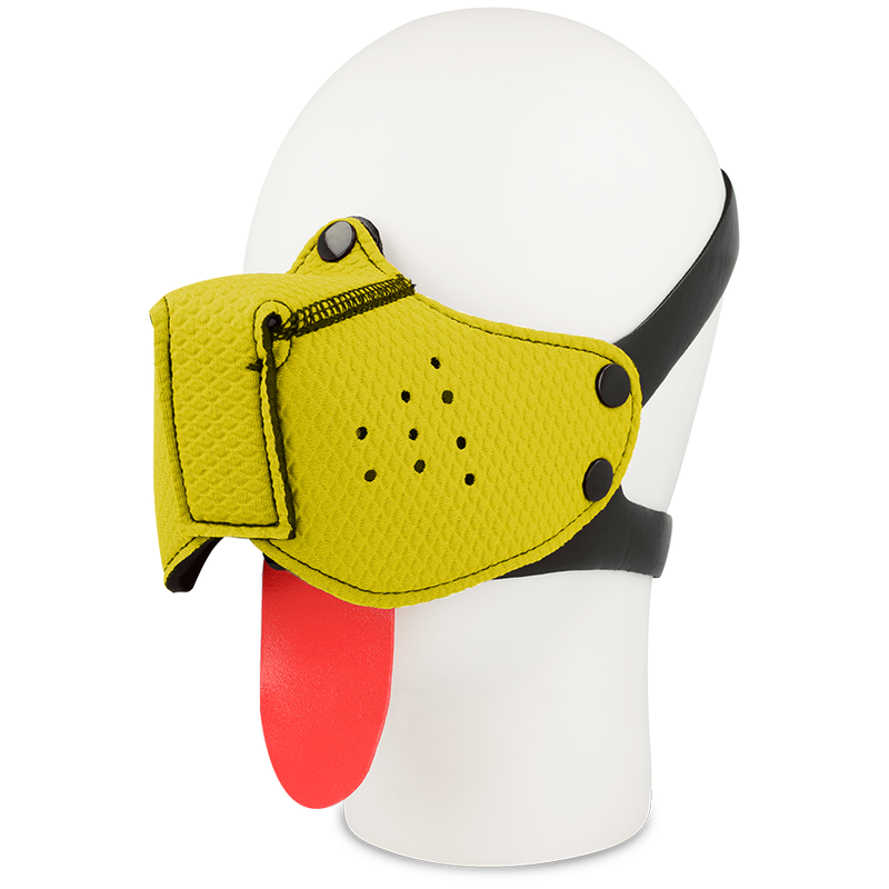 OHMAMA FETISH Masque de chien avec muselière, jaune