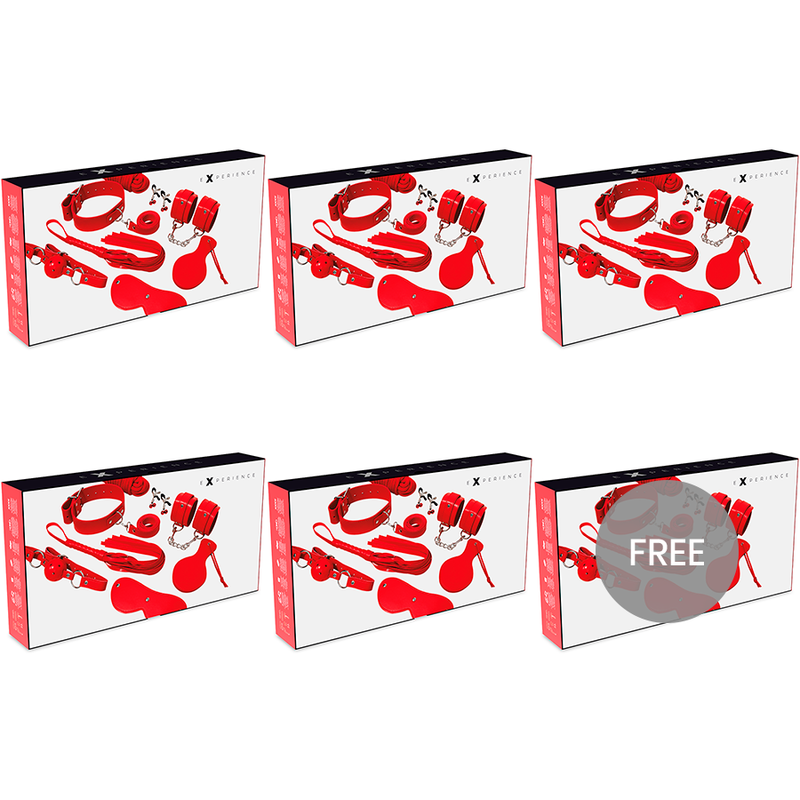 Ensemble de bondage en similicuir rouge, kit complet de 8 pièces pour débutants EXPERIENCE