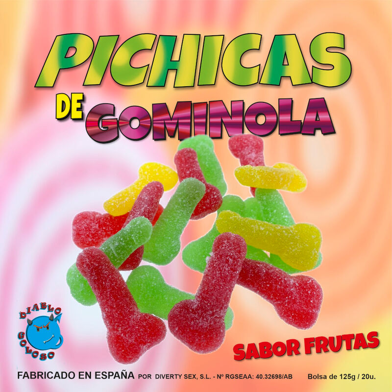 DIABLO GOLOSO Bonbons gélifiés en forme de pénis, avec sucre