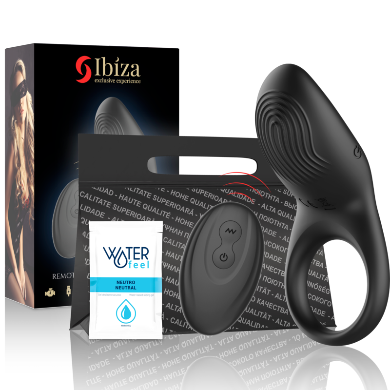 Anneau vibrant avec télécommande et stimulation clitoridienne, rechargeable par USB et étanche IBIZA TECHNOLOGY