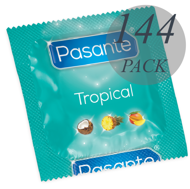Préservatifs goût tropical PASANTE, 144 pièces