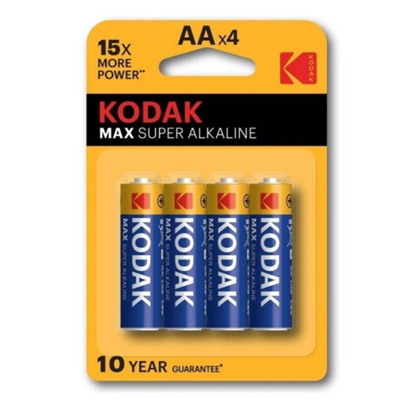 Piles alcalines AA LR6 haute capacité longue durée, lot de 4 KODAK