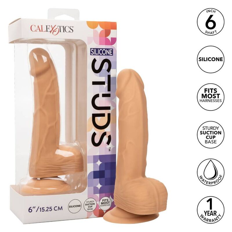 CalExotics Silicone Studs, gode en silicone avec base ventouse, 15,24 cm