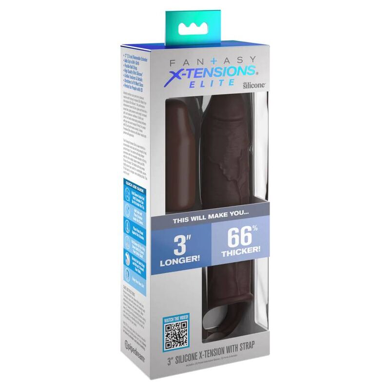 Manchon pénien Fantasy X Tensions Elite avec sangle, marron