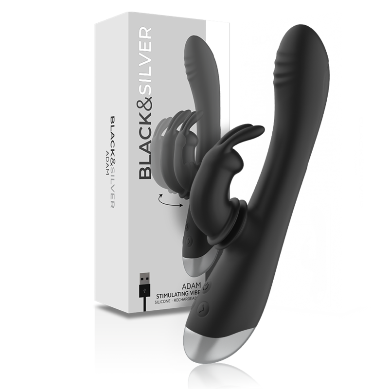 Vibromasseur rabbit à double stimulation et 10 programmes, noir BLACKSILVER