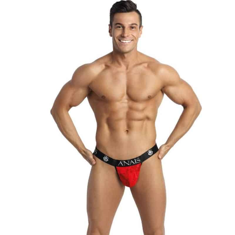 Jockstrap rouge en dentelle, extensible et à la coupe audacieuse ANAIS