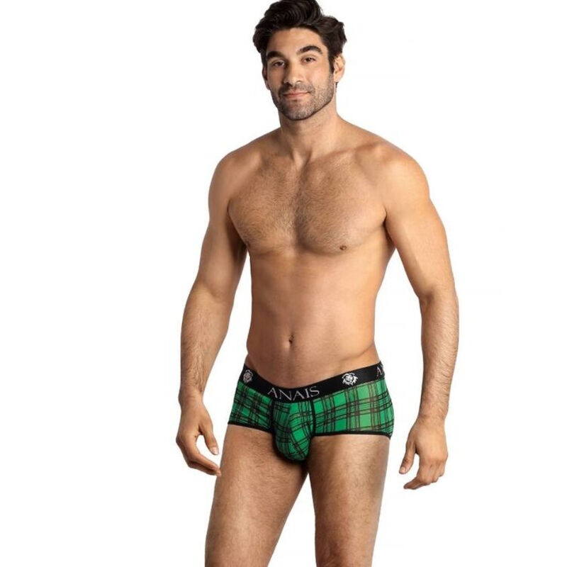 Slip homme à carreaux vert et noir avec ceinture élastique en Lycra ANAIS