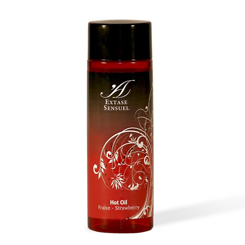 Huile de massage chauffante Extase Sensual au goût fraise, 100 ml