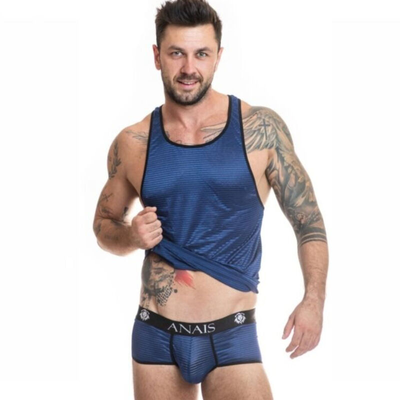 Top en tulle ajusté à rayures satinées bleu marine ANAIS