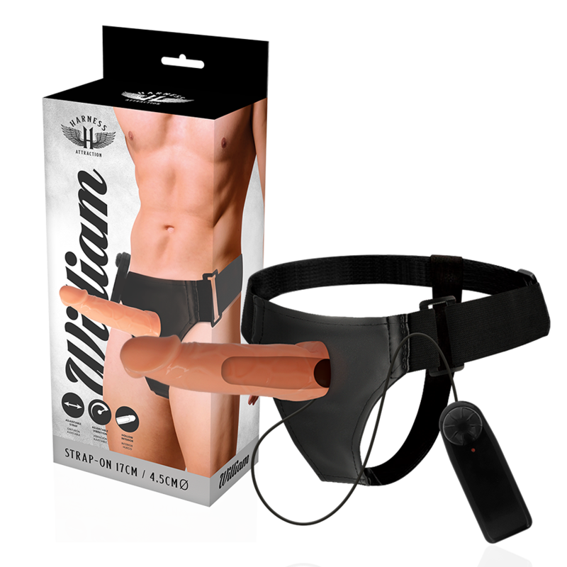 Vibromasseur Harness Attraction Willian avec rallonge creuse et harnais réglable