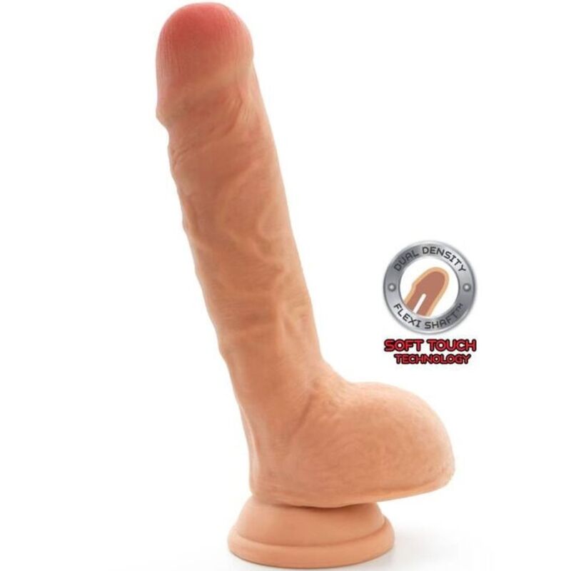 Gode GET REAL Dual Density avec testicules, 18 cm
