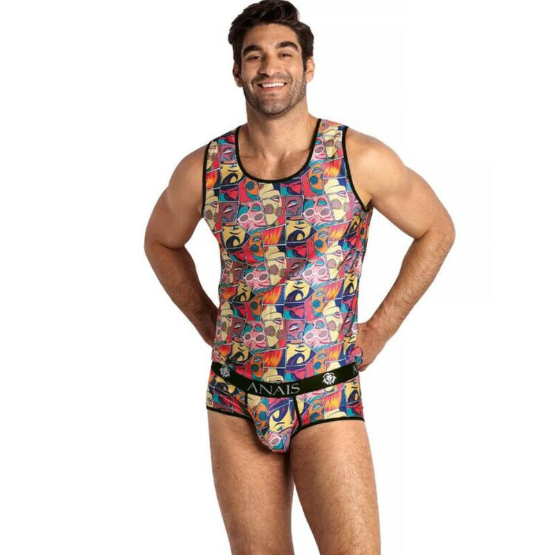 Débardeur homme en modal à imprimé comics, près du corps, doux et respirant ANAIS MEN