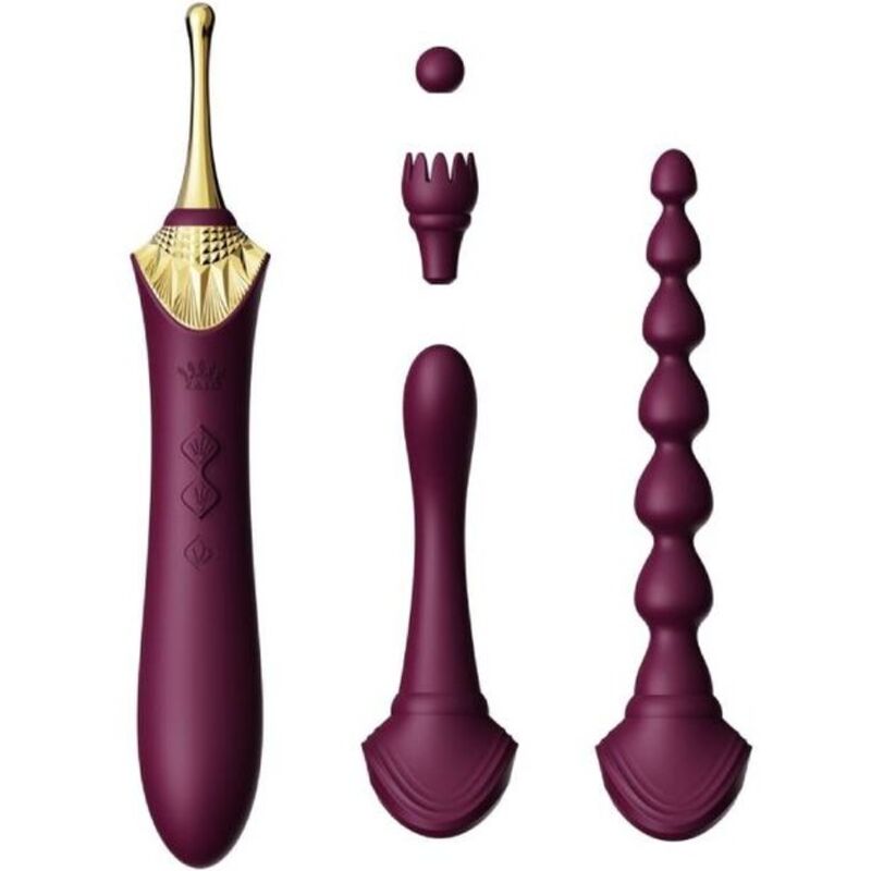 Mini vibromasseur ZALO Bess 2 avec 4 embouts, violet