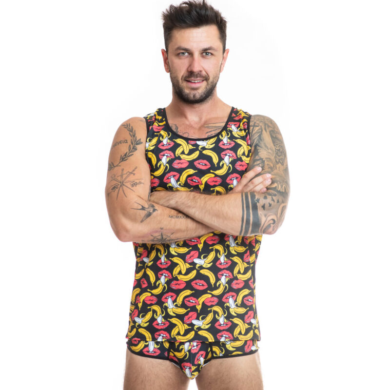 Top sexy en lycra à imprimé bananes, près du corps, pour le club et le quotidien ANAIS