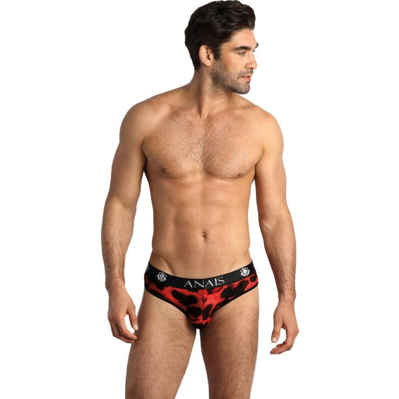 Slip homme rouge en microfibre à imprimé animal et ceinture confortable ANAIS MEN