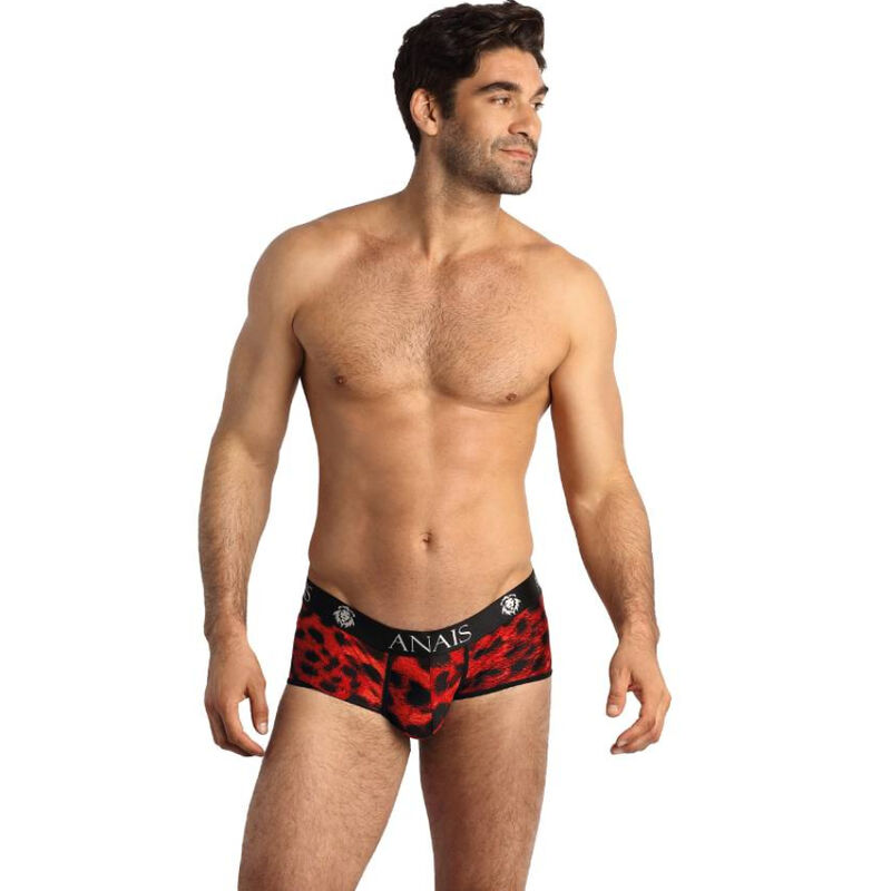 Boxer homme rouge en microfibre imprimé animal, coupe élastique ANAIS
