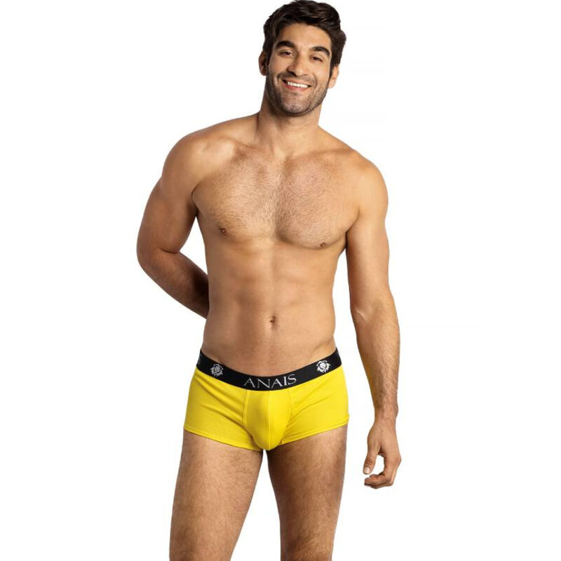 Boxer de sport pour homme à jambes longues en polyamide et élasthanne, jaune ANAIS