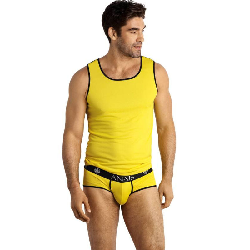 Débardeur jaune près du corps, sans manches et extensible, au toucher doux ANAIS MEN