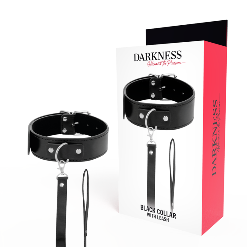 Collier BDSM DARKNESS avec chaîne et dragonne