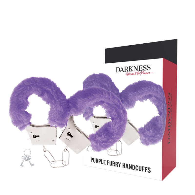 Menottes de poignet DARKNESS en métal, doublure violette et chaîne
