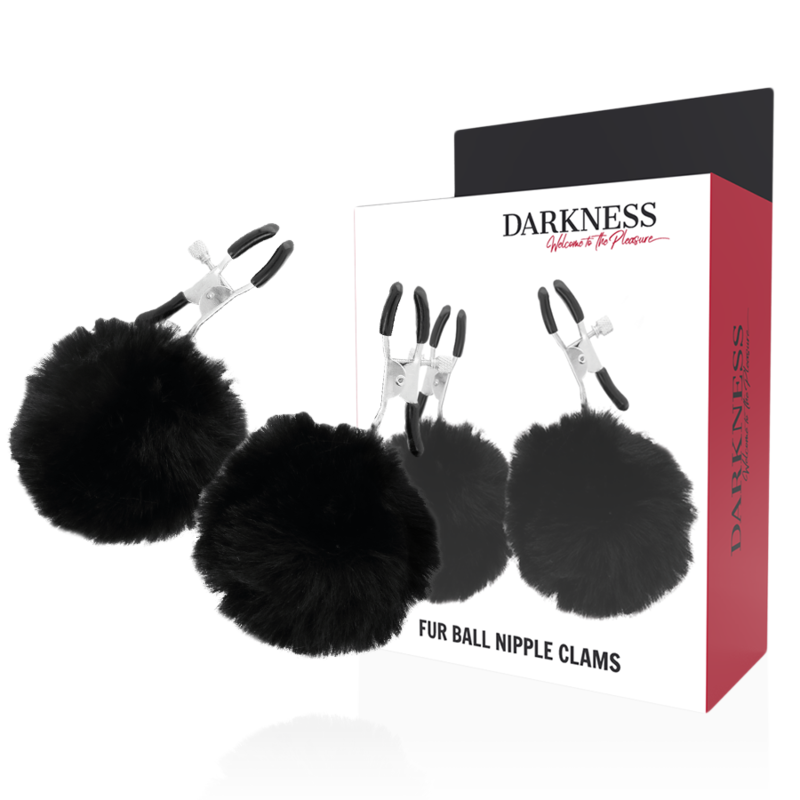 Pinces à tétons DARKNESS SENSATIONS avec pompons