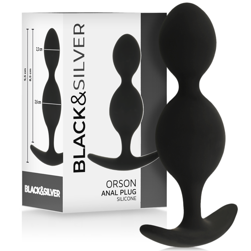Plug anal en silicone à 2 ondulations pour une dilatation en douceur, 9 cm BLACKSILVER