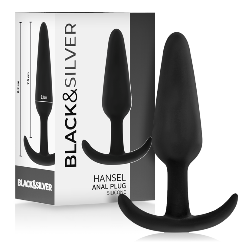 Plug anal en silicone avec poignée, pour une insertion en douceur et un entraînement progressif BLACKSILVER