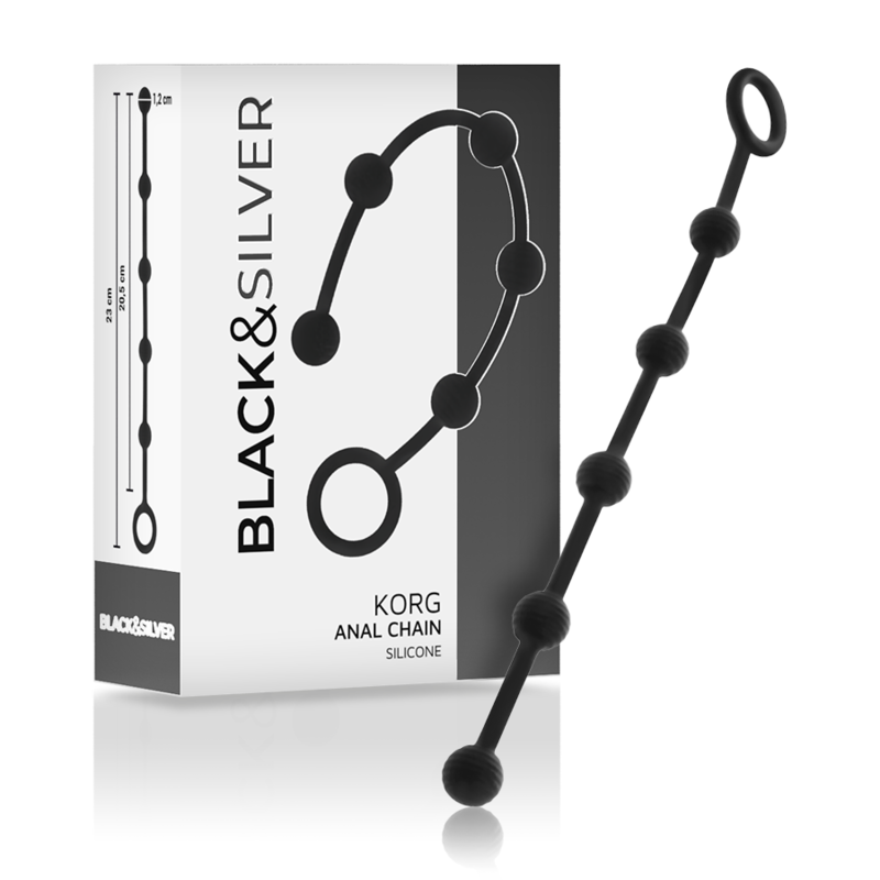 Chapelet anal en silicone pour débuter, avec anneau de retrait flexible BLACKSILVER