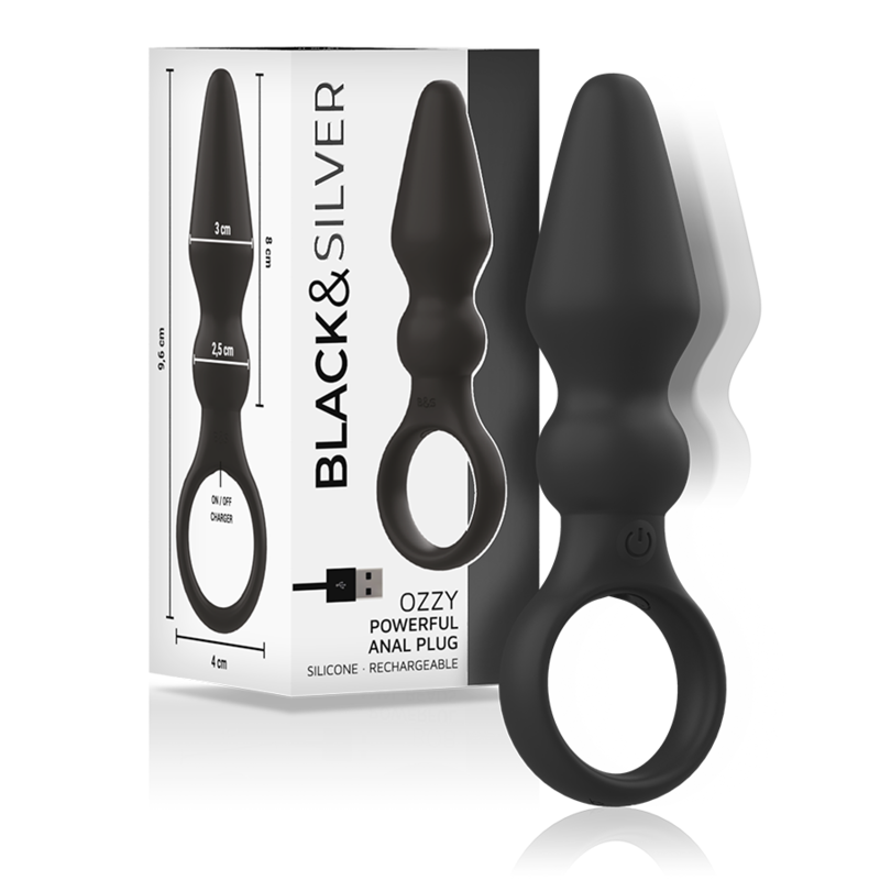 Plug anal vibrant en silicone souple à double texture pour un plaisir intense BLACKSILVER