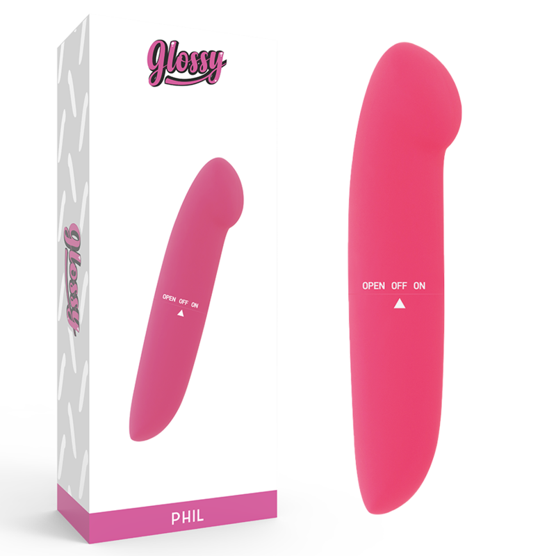 Mini vibromasseur GLOSSY PHIL, 13 cm, rose