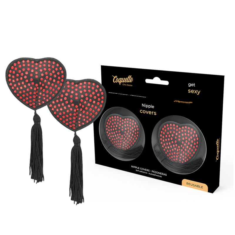 Cache-tétons en forme de cœur Coquette Chic Desire noirs et rouges